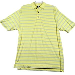 FootJoy Men's Large Yellow Striped Golf Polo Shirt Wuskowhan Players Club